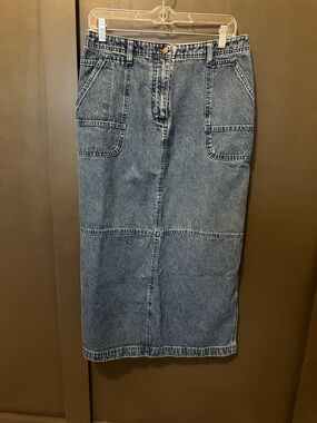 Christopher & Banks Light Wash Denim Skirt with Button Front